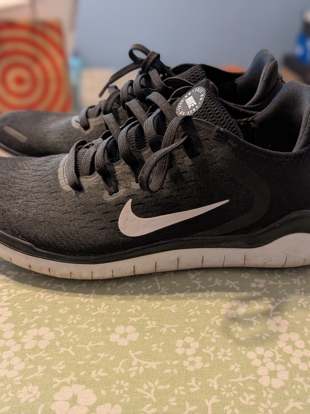 Nike Free Run Black Kids' Sneakers with White Swoosh